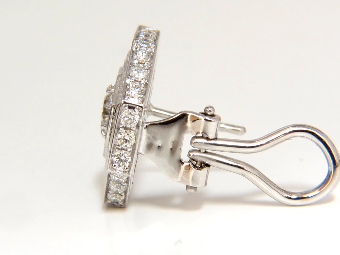 4.00CT BEAD SET ARCHITECTURAL OCTAGONAL STEP DIAMONDS CLIP EARRINGS 18KT** - 6