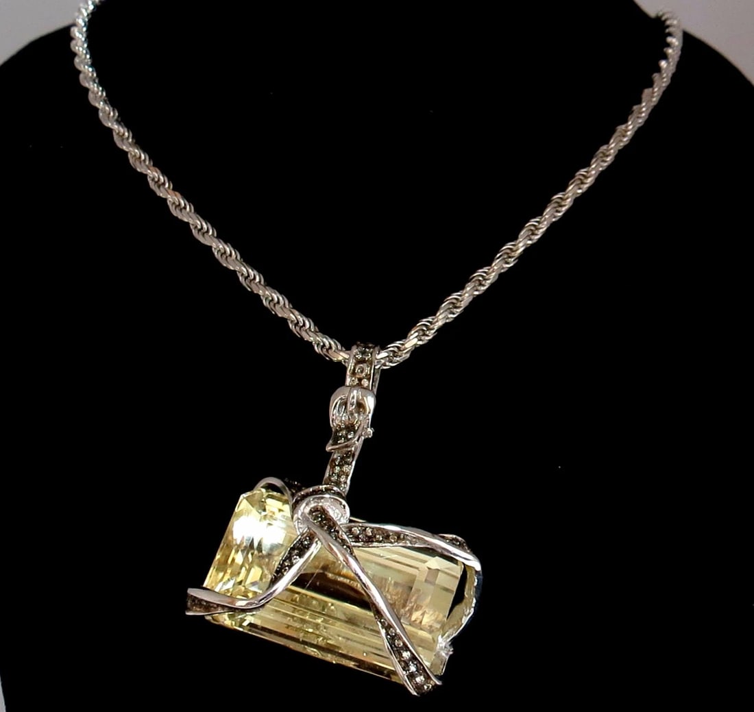 133.18ct GIA CERTIFIED SPODUMENE BELT WRAP PENDANT NECKLACE (Yellow Aqua)** - 3