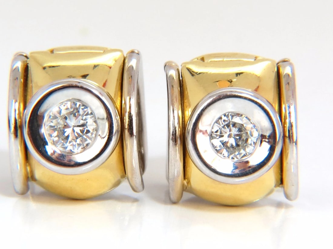 .80ct natural round brilliant diamond huggie earrings 18kt g/si1 petite** (1 of 7)