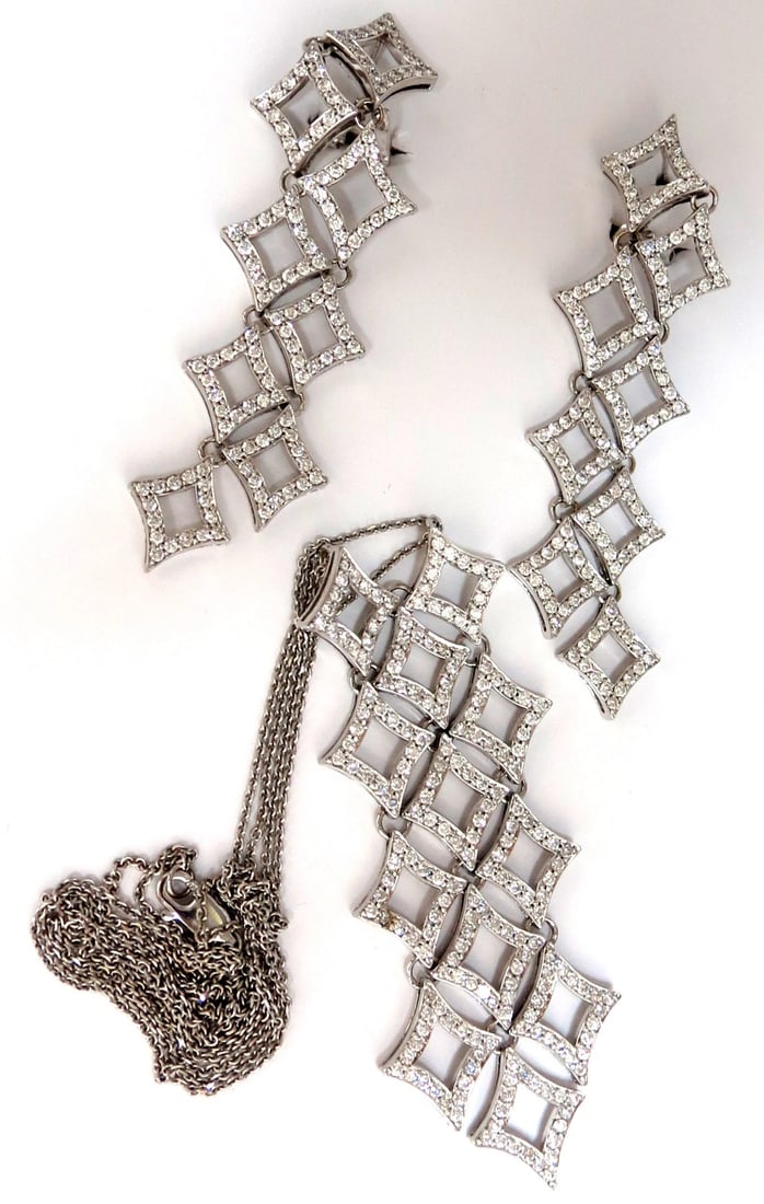 5.00ct diamonds earrings & necklace matching suite 18kt g/vs diamond shaped+** (1 of 7)