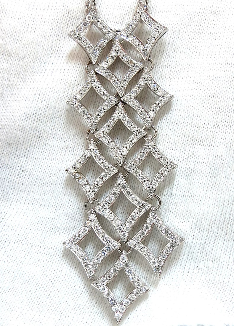 5.00ct diamonds earrings & necklace matching suite 18kt g/vs diamond shaped+** - 3