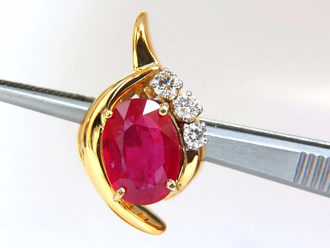 13.00ct Clarity enhanced ruby natural diamond earrings 14kt** - 3