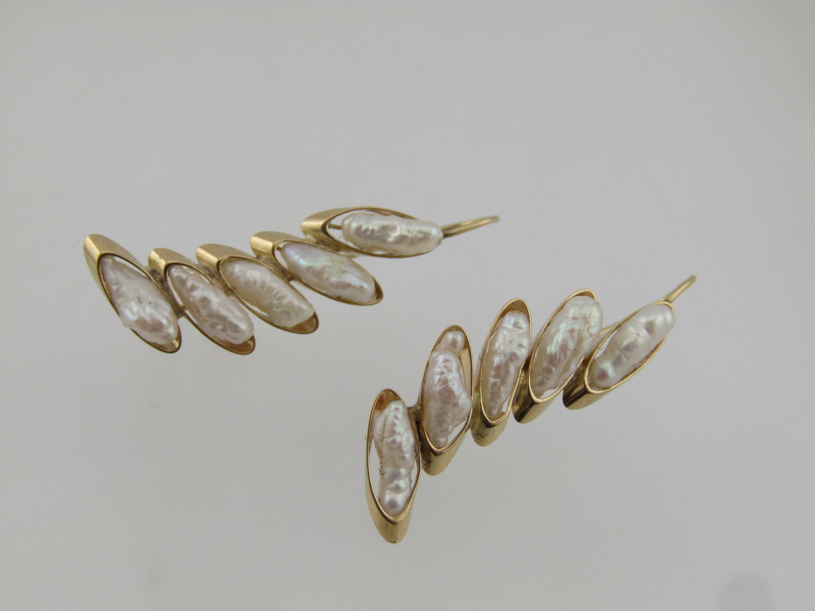 Vintage 14kt Freswater Pearl Stacked Earrings, 1970'S-1980'S - 5