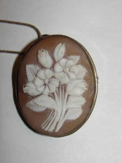 European Silver Motif Cameo Pin Pendant And Sterling Silver Snake Necklace: Title:European Silver Motif Cameo Pin Pendant and Sterling Silver Snake Necklace Description:Gorgeous and romantic. Pendant is circa 1940's. Necklace is circa 1970's. Pendant can also be used as a pin