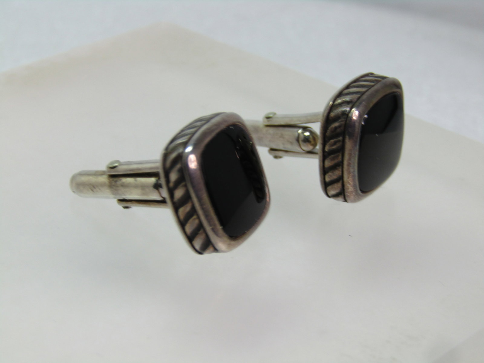 Vintage Sterling David Yurman Onyx Cufflinks, 1980'S-1990'S - 5