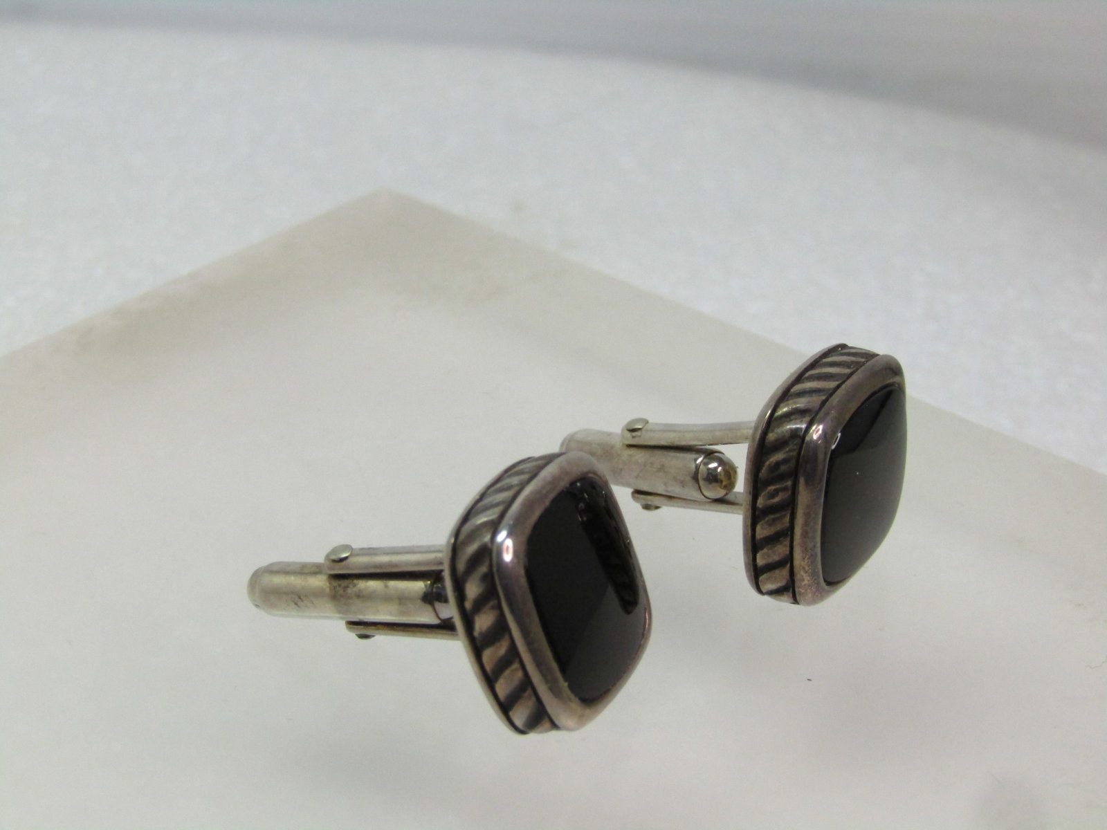 Vintage Sterling David Yurman Onyx Cufflinks, 1980'S-1990'S - 6
