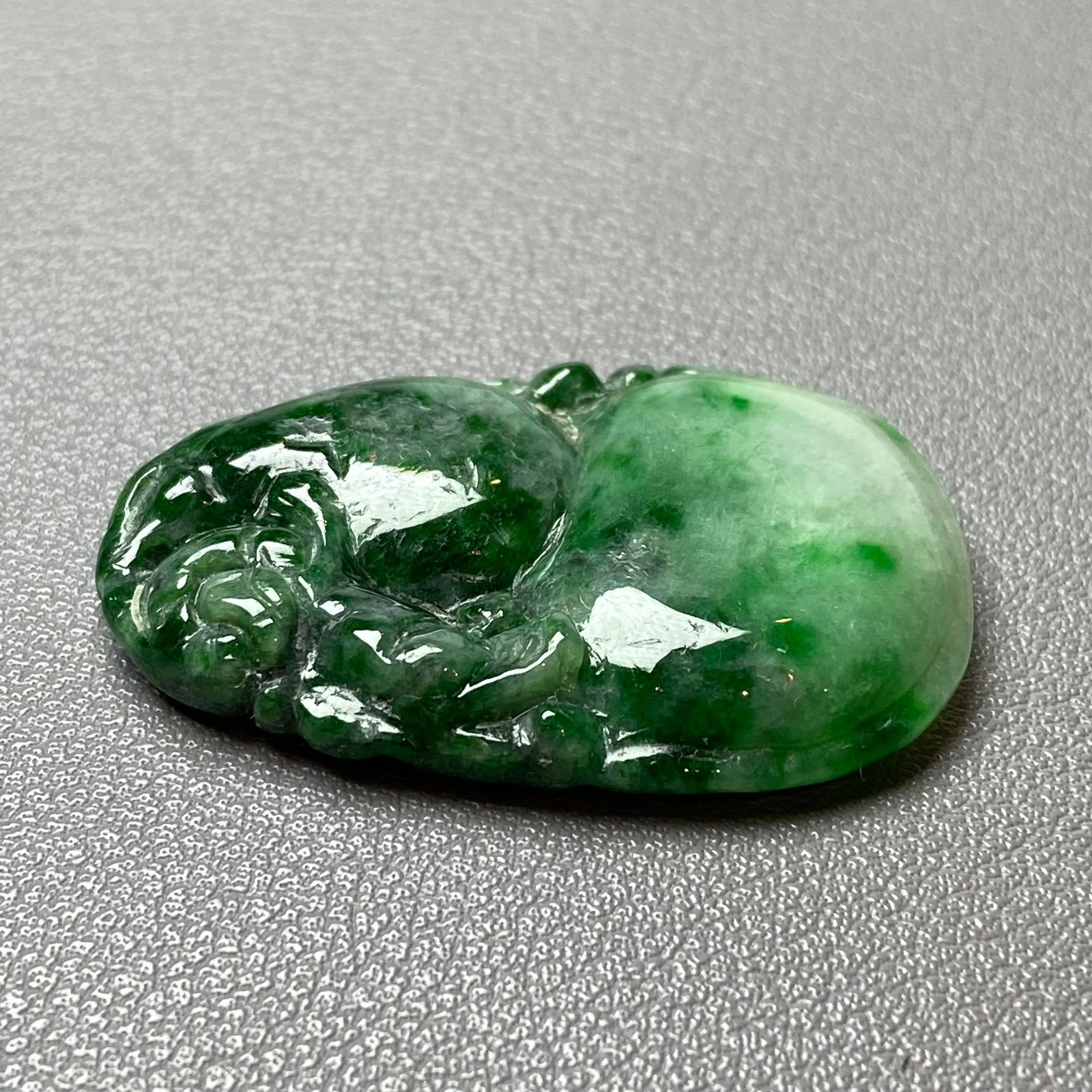 Antique Chinese Natural Deep Green Jadeite Jade Gourd Pendant Statue - 5