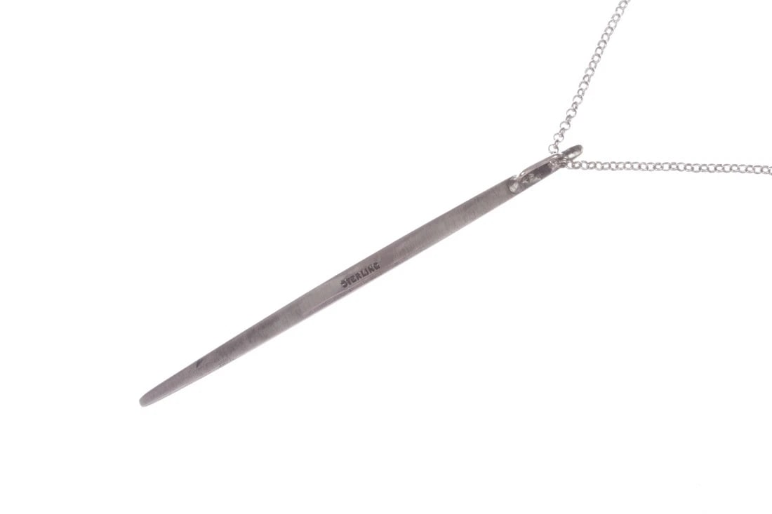 Alberto Juan Sterling Silver Bar Pin Pendant Necklace - 5