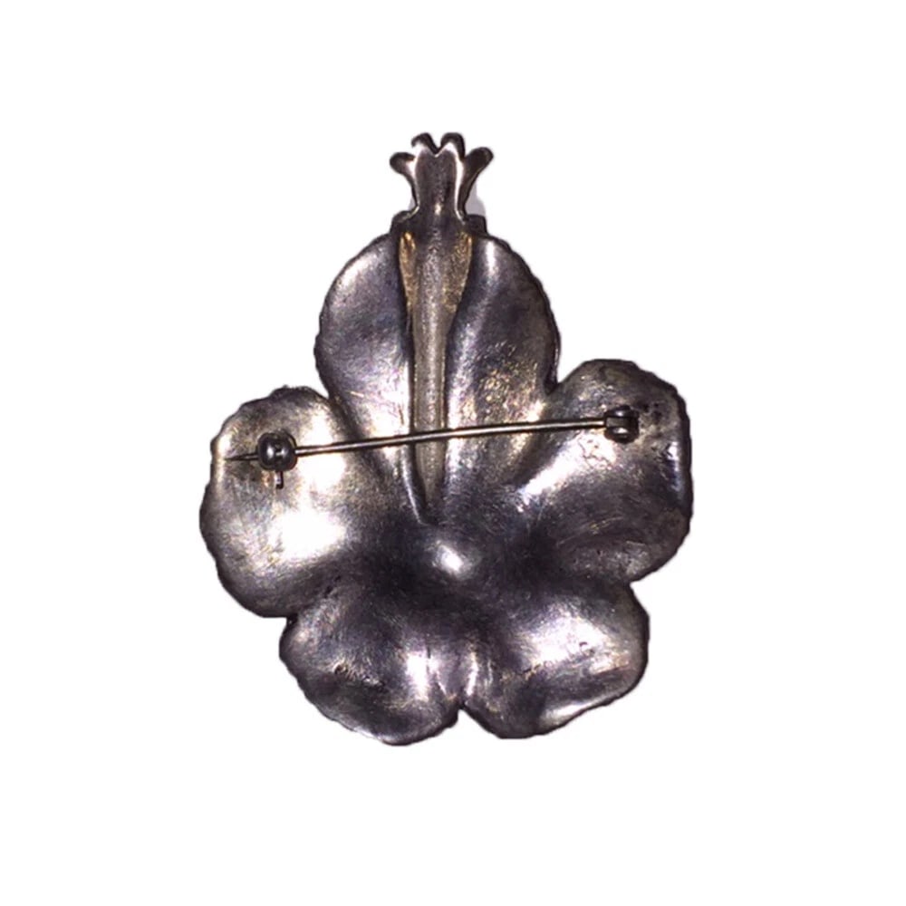 Ming's Honolulu Hawaiian Sterling Hibiscus Flower Pin - 3