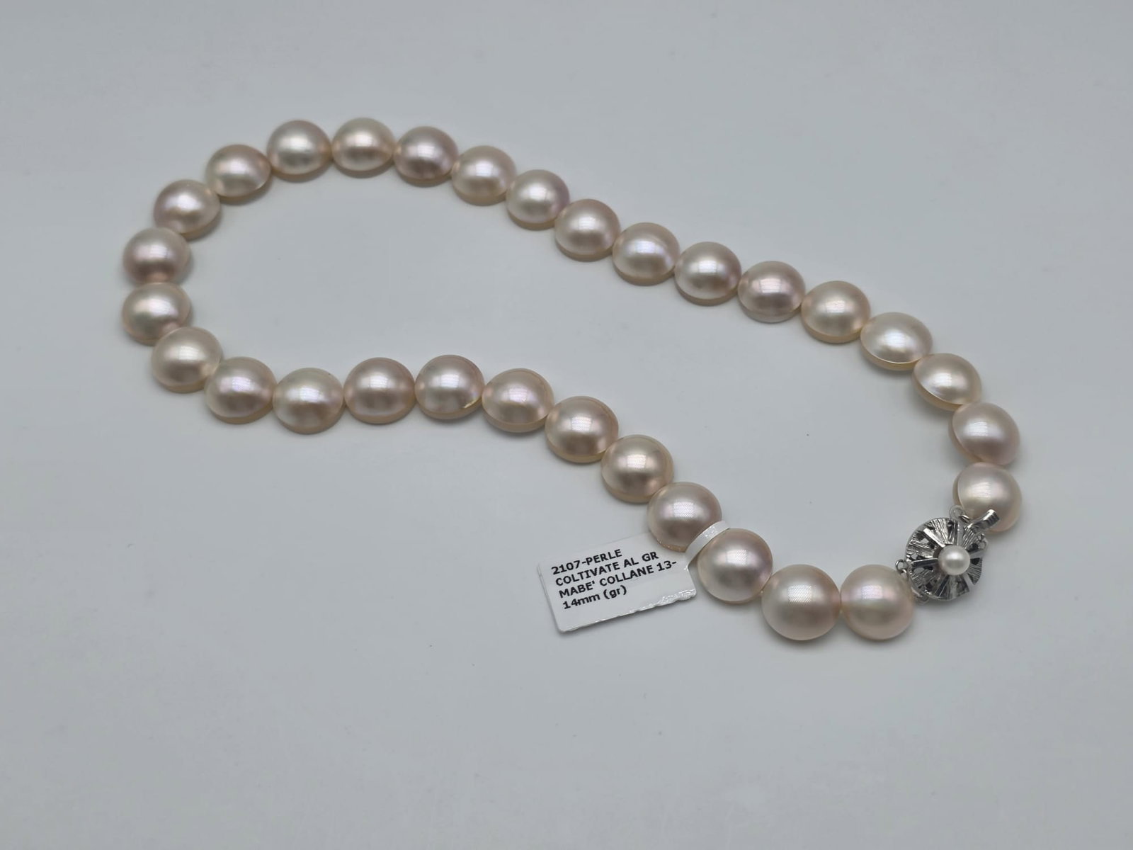 Mabe Pearl Necklace With 925 Silver Clasp - 3