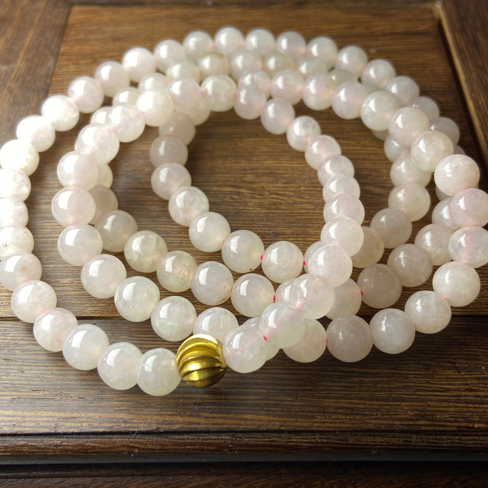 Exquisite Chinese Vintage Grade A Icy Jadeite Jade Beads Necklace - 9