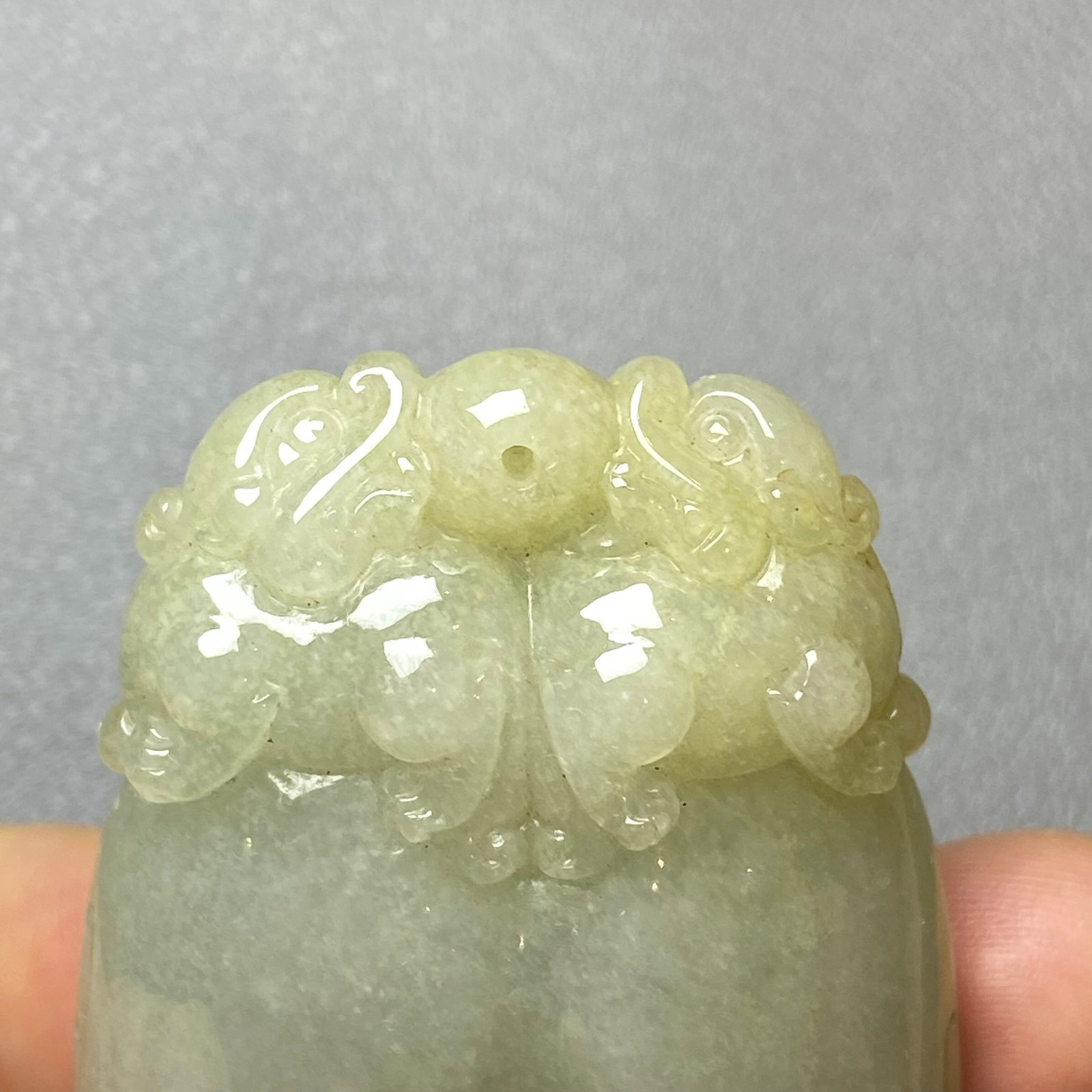 Antique Chinese Natual Yellow White Icy Jadeite Jade Carved Double Foo Dogs Ruyi Statue - 8