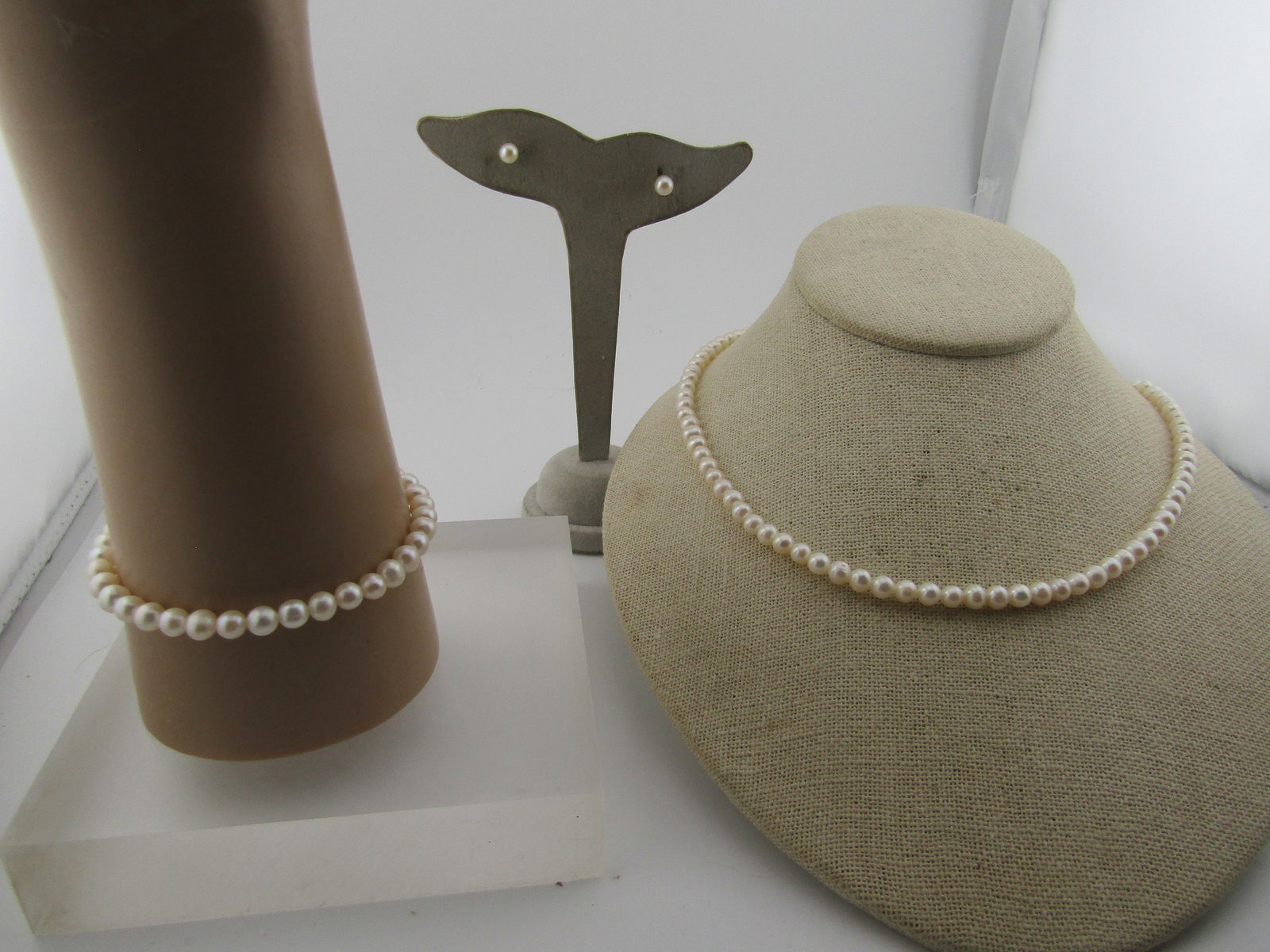 Vintage 5mm Pearl Necklace, Bracelet, Earrings Set, 1980'S-1990'S (1 of 15)