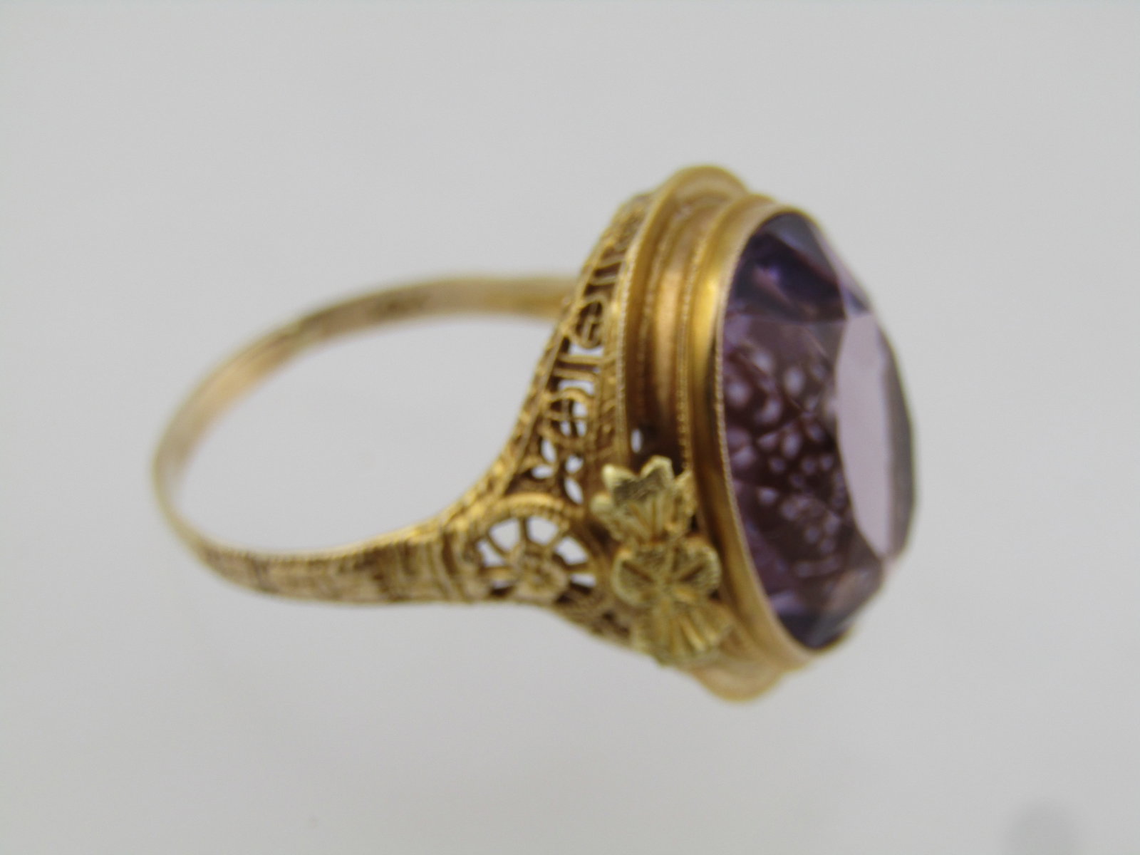 Antique Edwardian 14kt Amethyst Ring, Sz. 10, 11.45 Tcw - 5