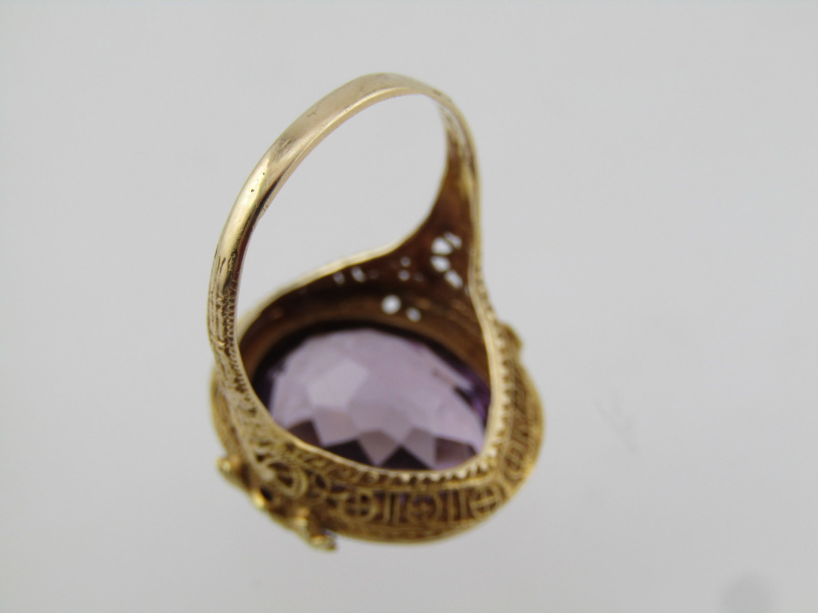 Antique Edwardian 14kt Amethyst Ring, Sz. 10, 11.45 Tcw - 6