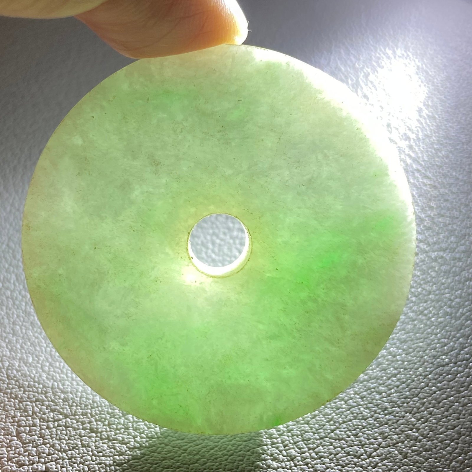 Grade A Apple Green Jadeite Jade Carved Ping An Kou - 6