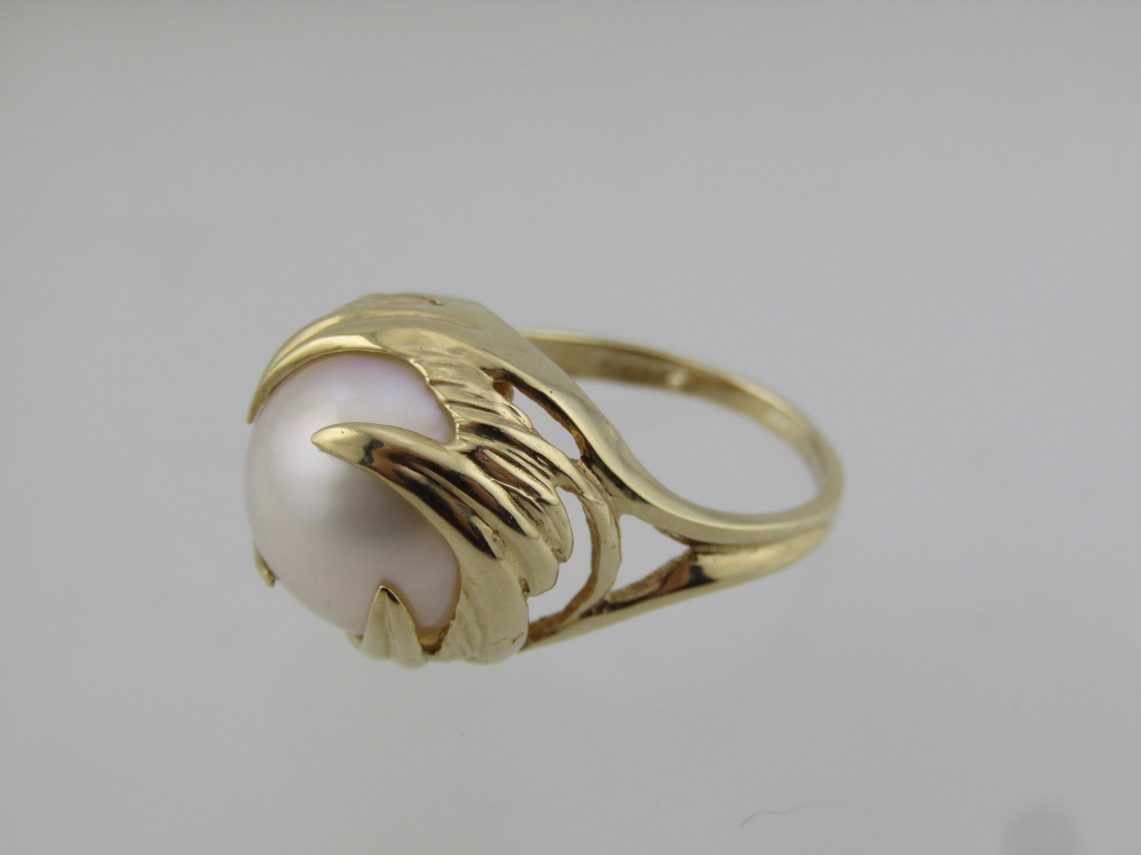 Vintage 10kt Wispy Wrapped Pearl Ring, Sz. 5.25. 108-'S-1990'S, Signed - 4