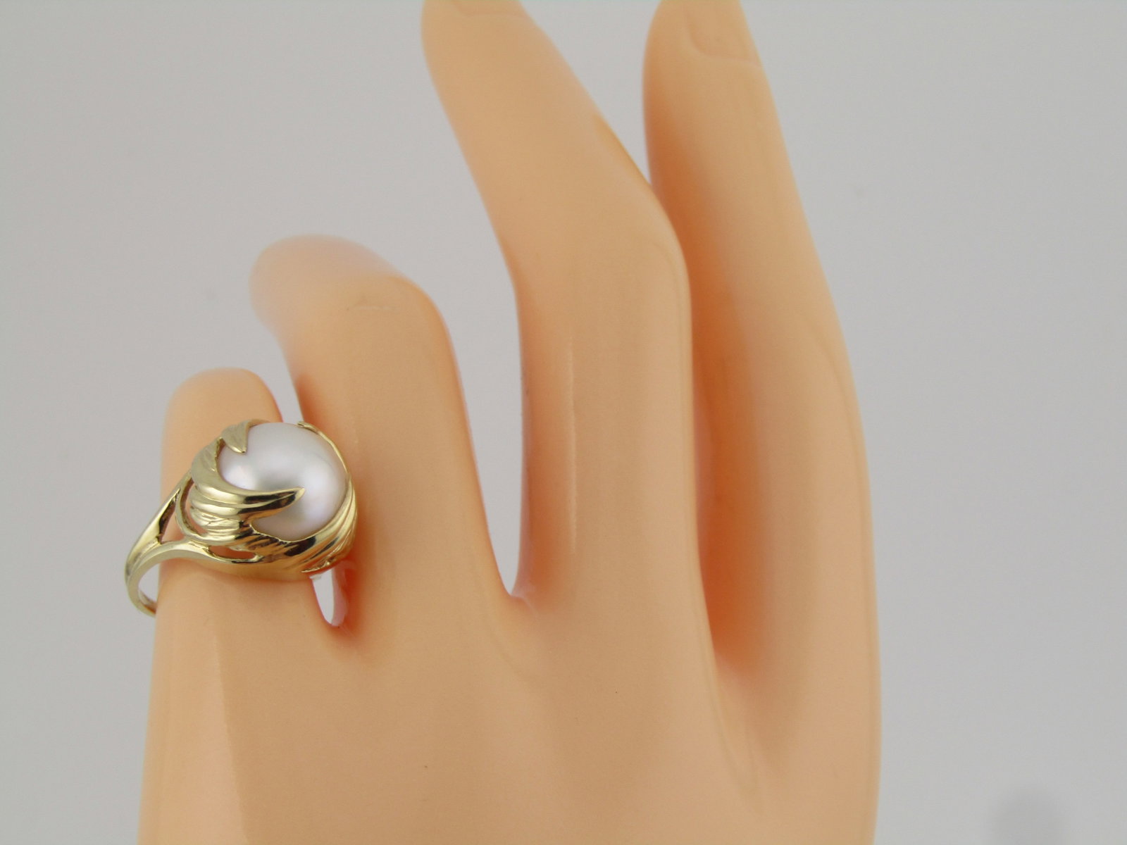 Vintage 10kt Wispy Wrapped Pearl Ring, Sz. 5.25. 108-'S-1990'S, Signed - 6
