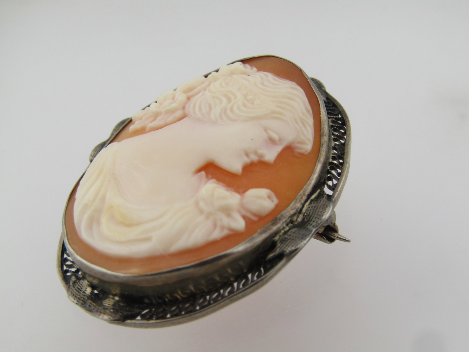 Vintage 14kt Carved Cameo Brooch/Pendant, Pre-Mid-Century. - 5