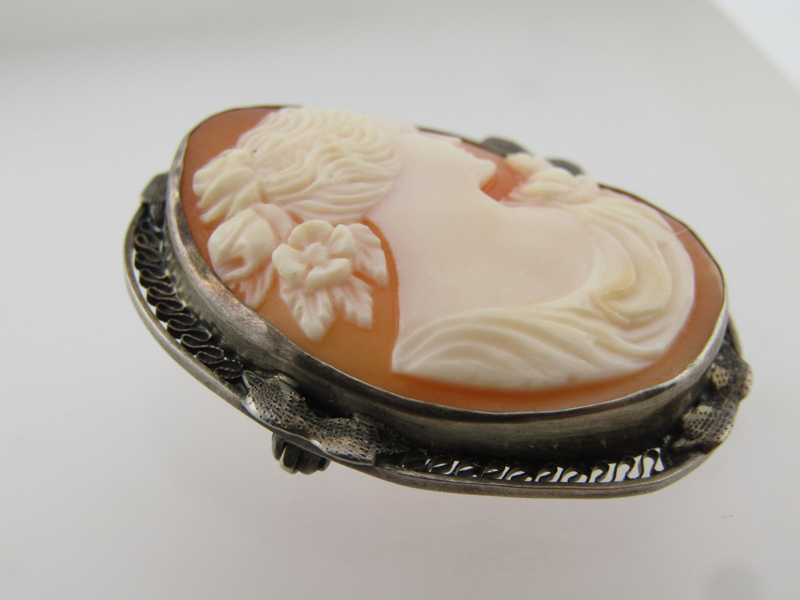 Vintage 14kt Carved Cameo Brooch/Pendant, Pre-Mid-Century. - 6