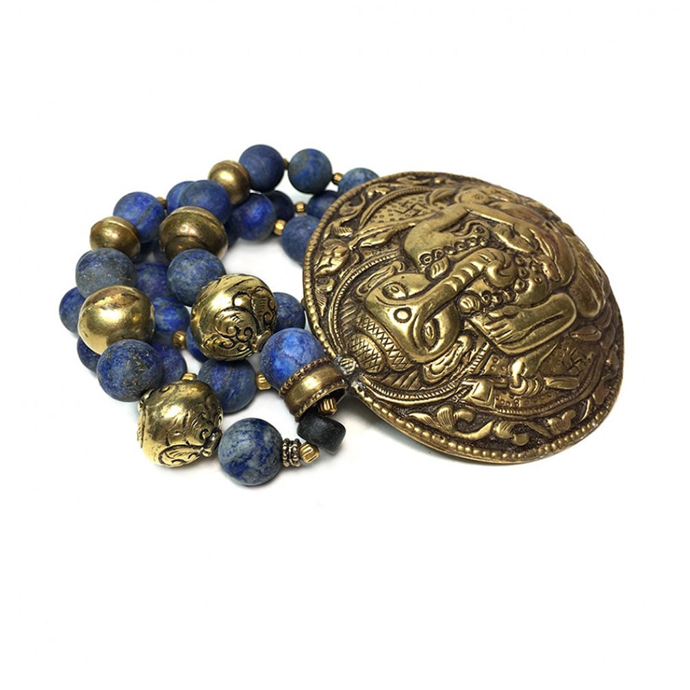 Lapis Lazuli Necklace With Ganesha - 3