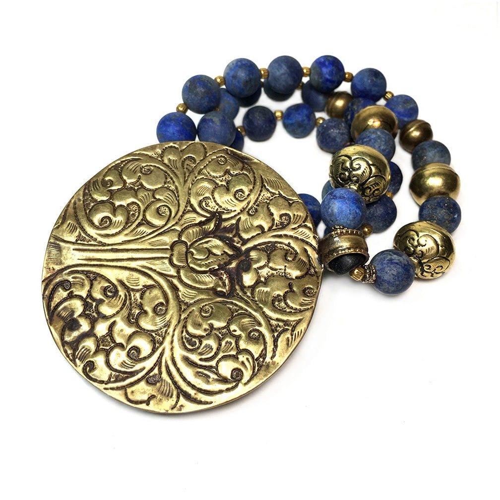 Lapis Lazuli Necklace With Ganesha - 4