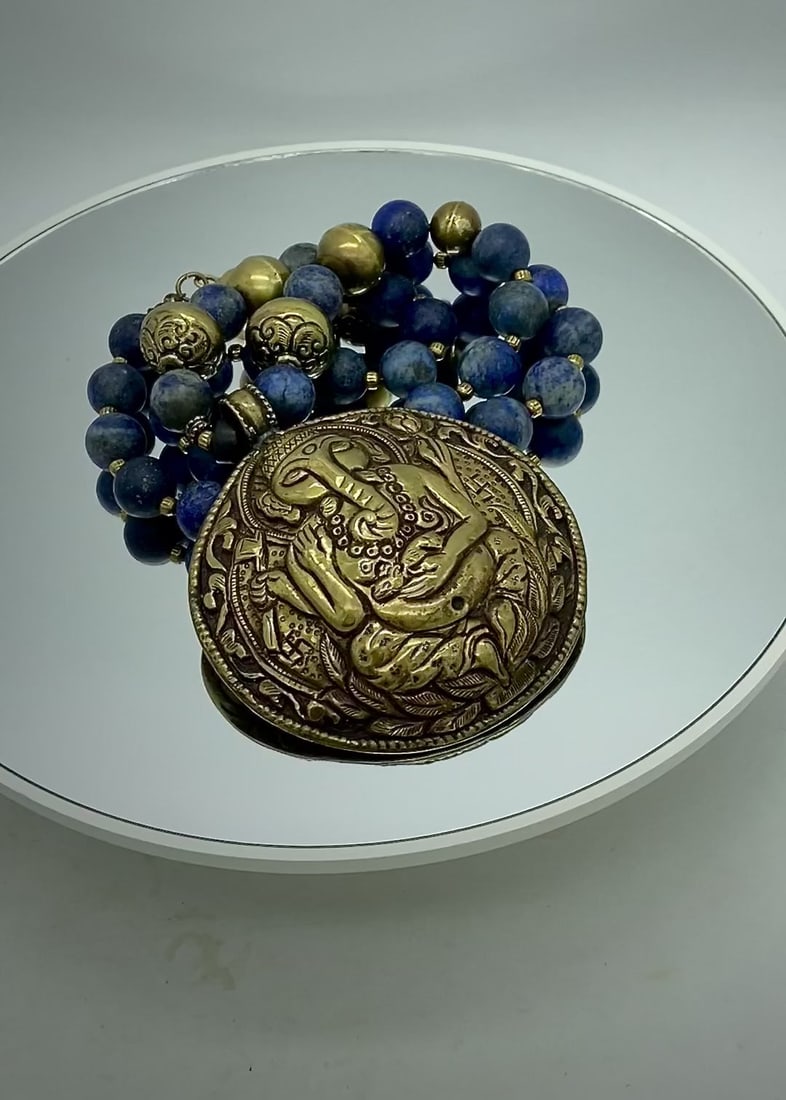 Lapis Lazuli Necklace With Ganesha - 5