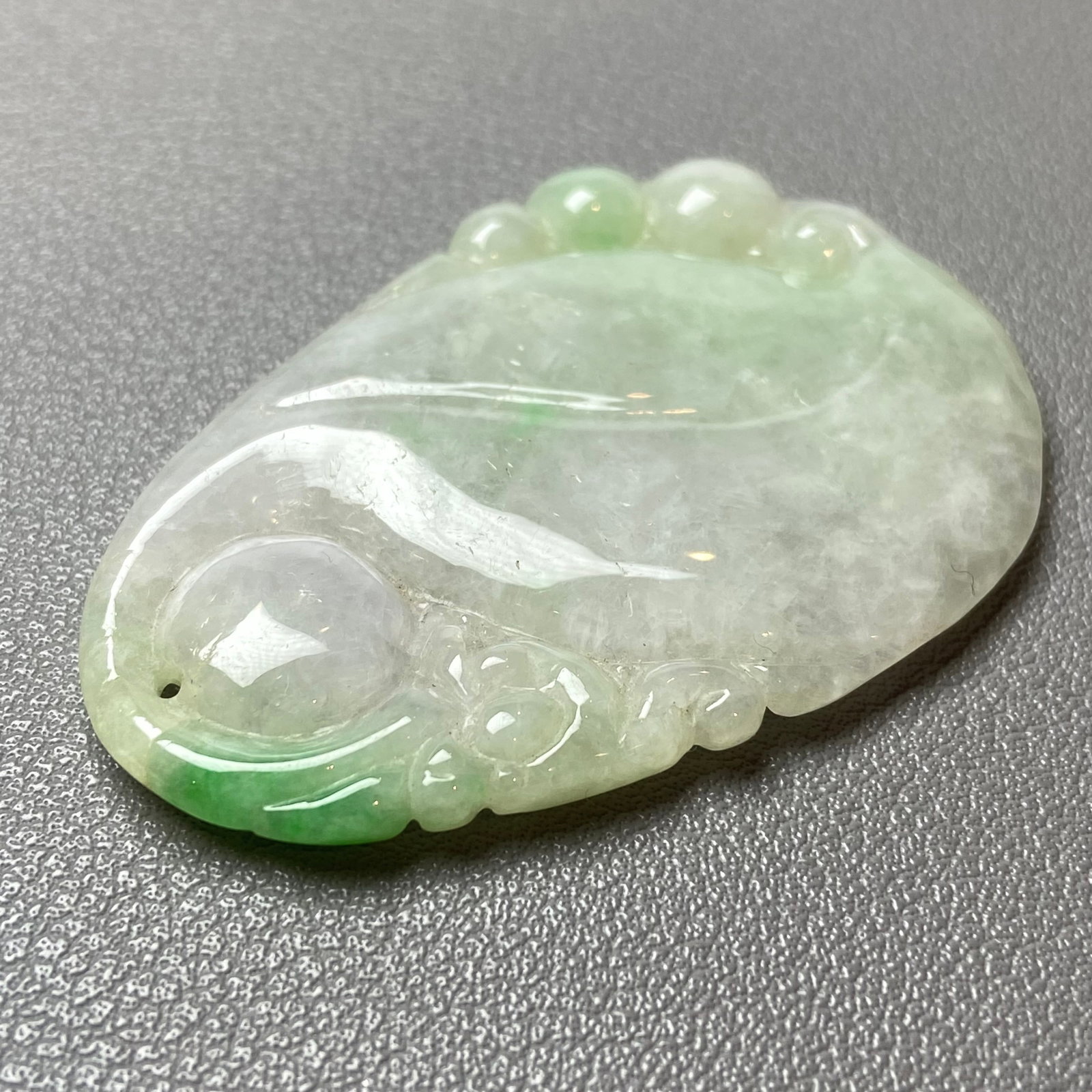 Antique Chinese Natural Icy Apple Green Jadeite Jade Ruyi Statue - 5