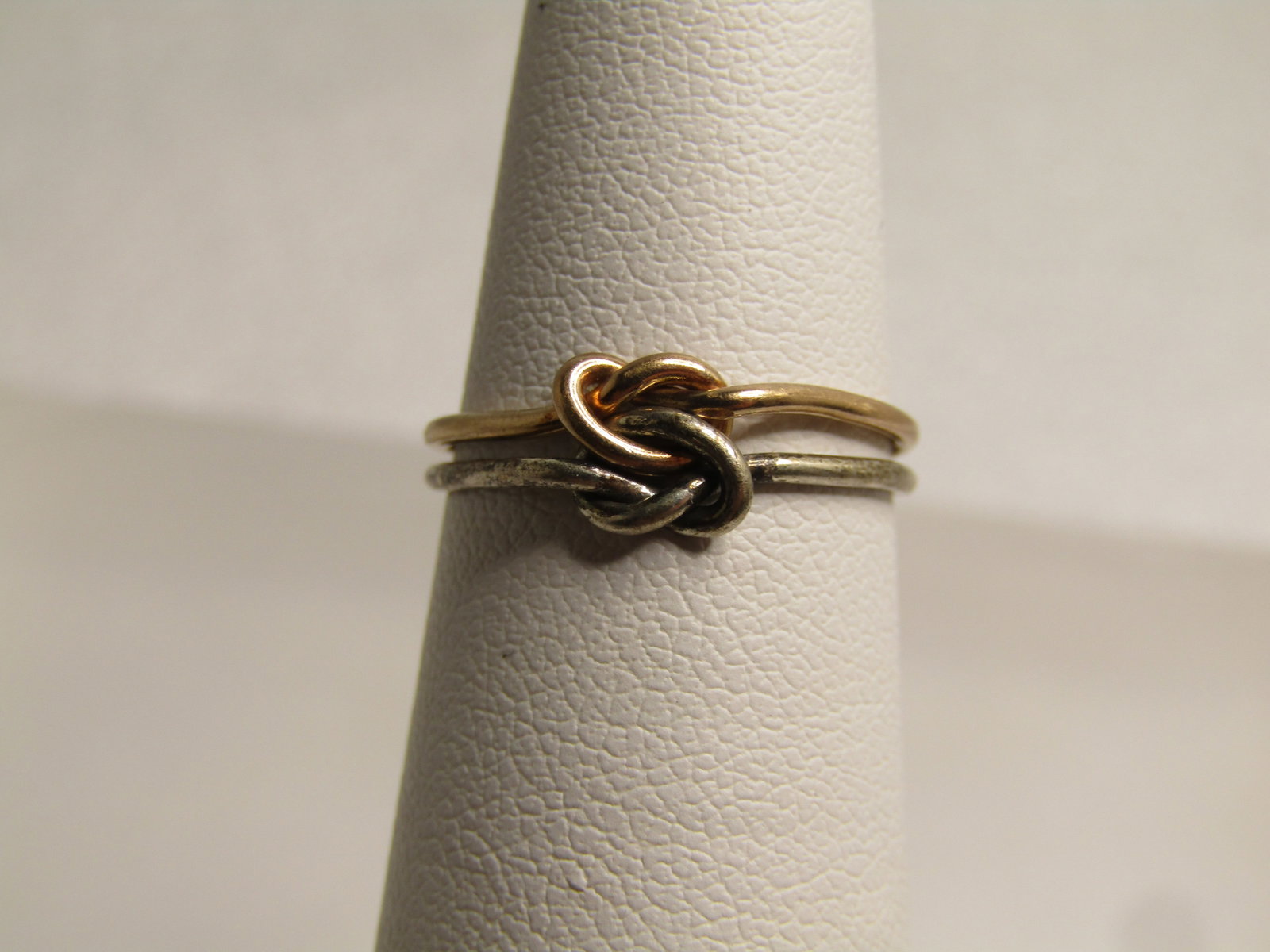 Vintage Sterling And 14kt Double Love Knot Ring, Sz. 4.5, Hand Made, 1960'S-1970'S (1 of 7)