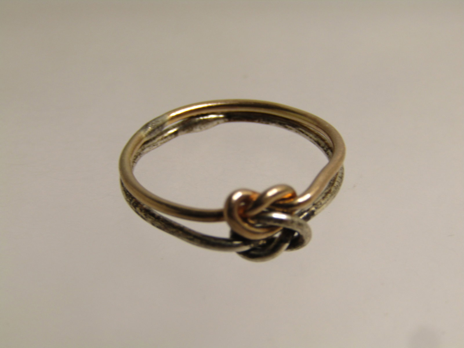 Vintage Sterling And 14kt Double Love Knot Ring, Sz. 4.5, Hand Made, 1960'S-1970'S - 5