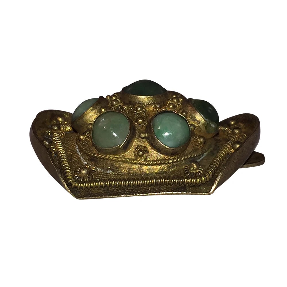 Art Deco Chinese Jadeite Fur Clip - 3