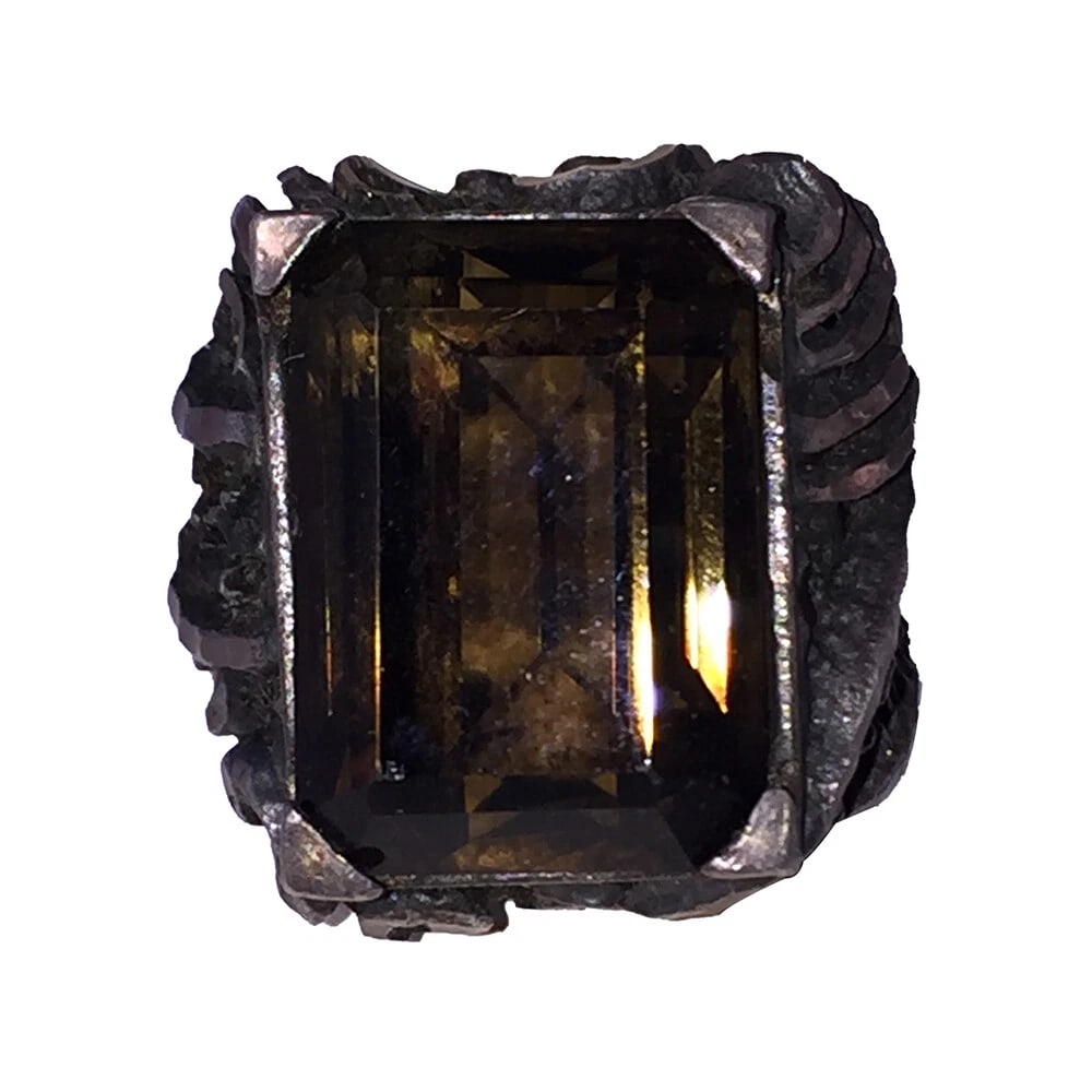 Handmade Sterling Silver Emerald Cut Smoky Topaz Quartz Cocktail Ring (1 of 6)