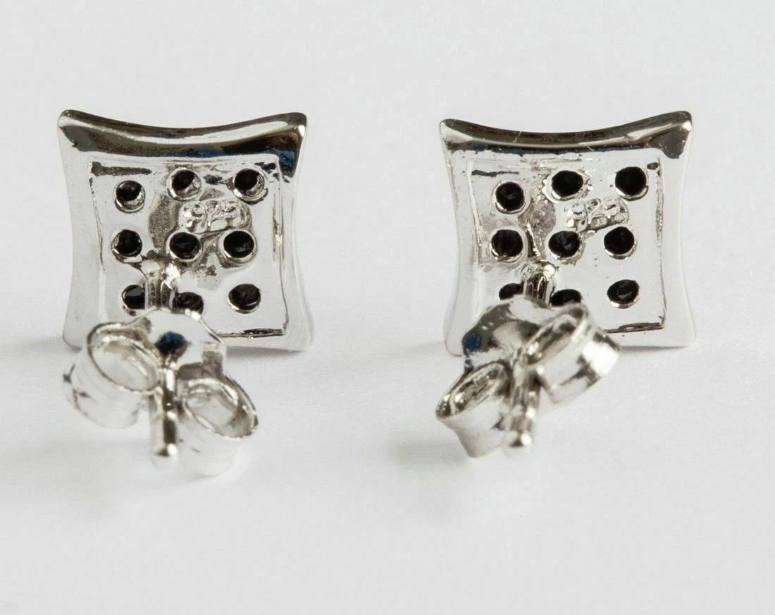 Black Cubic Zirconia Pave Square Stud Earrings - 4