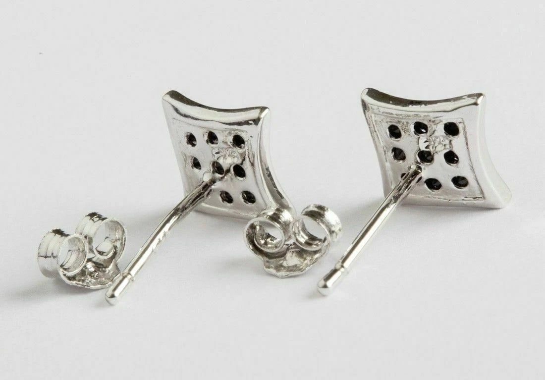 Black Cubic Zirconia Pave Square Stud Earrings - 5