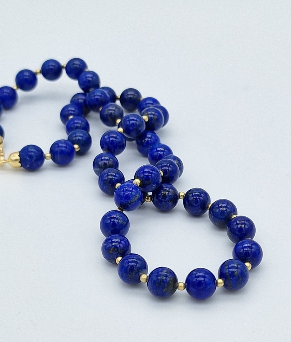 Lapis Lazuli Necklace With 18 Kt Gold Spheres And 18 Kt Yellow Gold Claps - 3