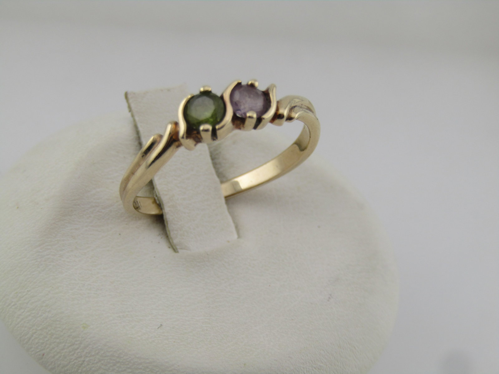 Vintage 10kt Green Spinel/Pink Sapphire Ring, Sz. 7, 1970'S-1980'S (1 of 6)