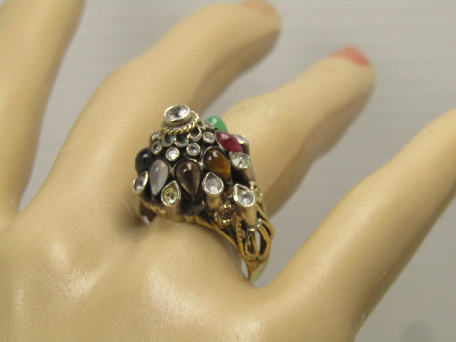 Vintage 10kt Thai Princess Gemstone Ring, Sz. 7.5,1930'S-1950'S - 8