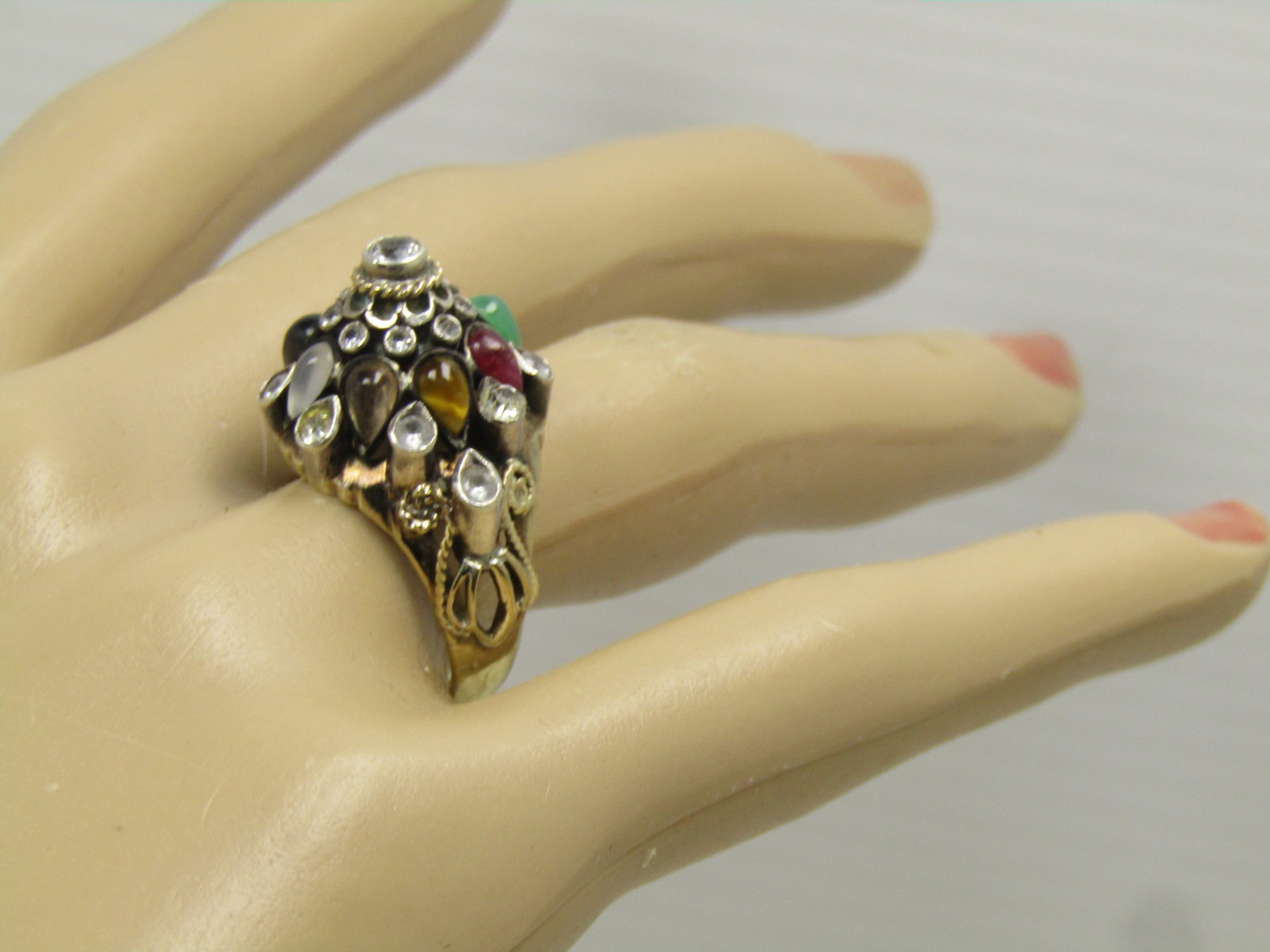 Vintage 10kt Thai Princess Gemstone Ring, Sz. 7.5,1930'S-1950'S - 9
