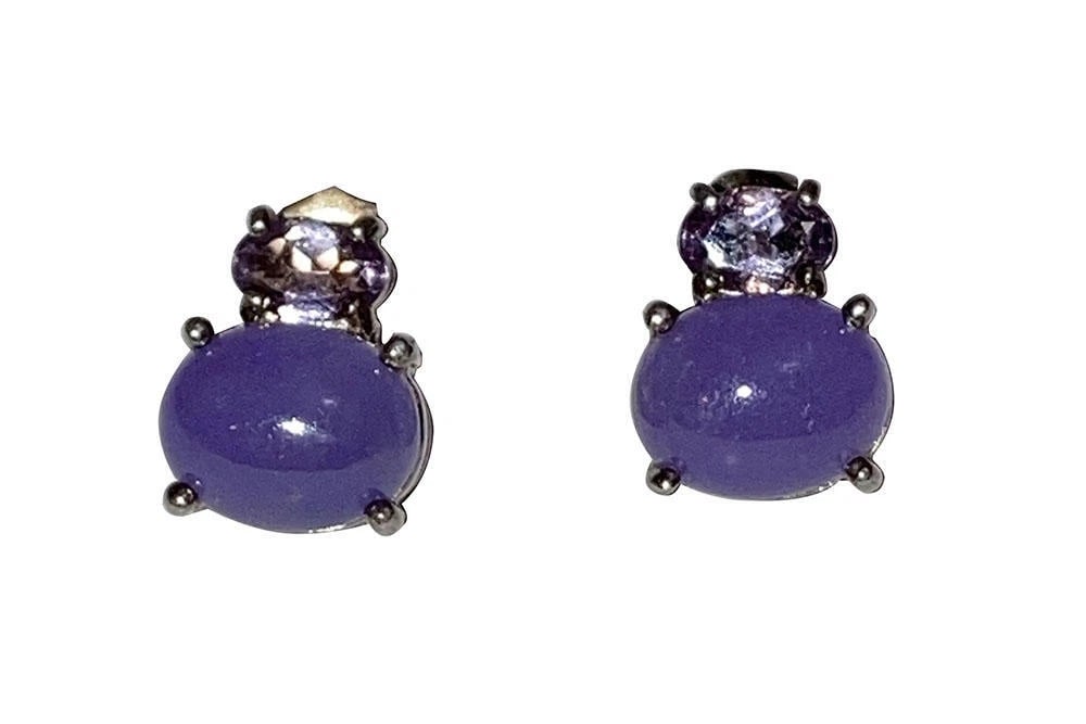 Sterling Silver Amethyst And Purle Jade Earrings (1 of 6)