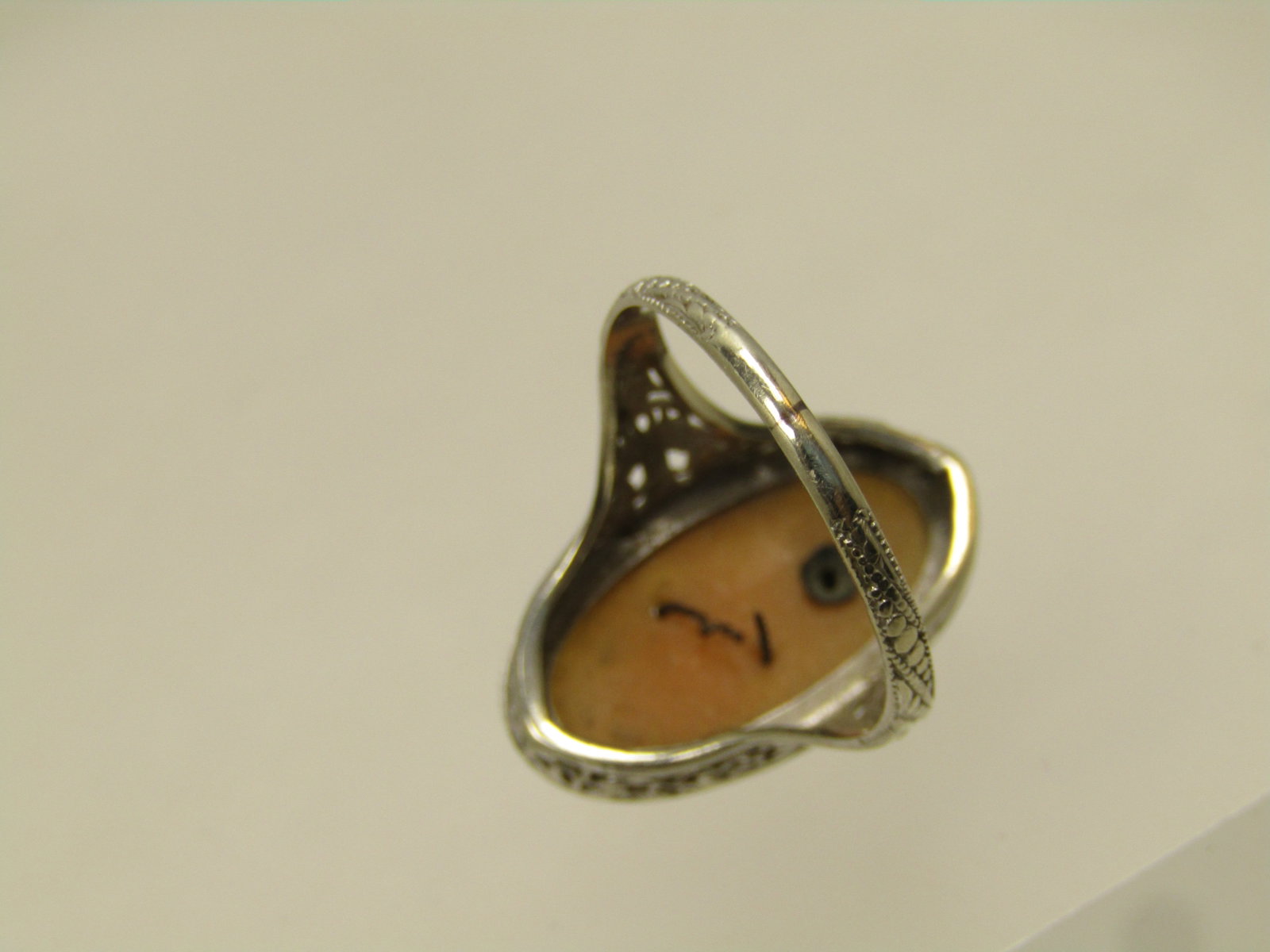 Vintage 14kt Cameo Diamond Ring, Sz. 6.75, Early 1900'S - 4