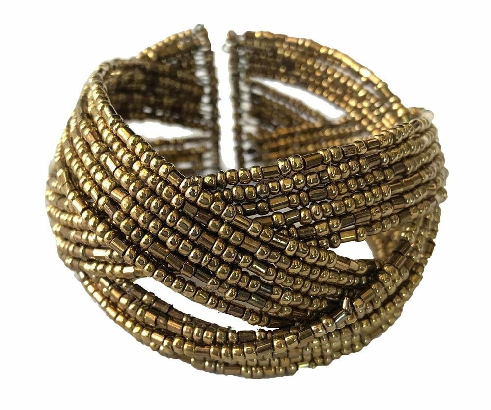 New Gold Rigid Shakira Seed Bead Bracelet (1 of 3)