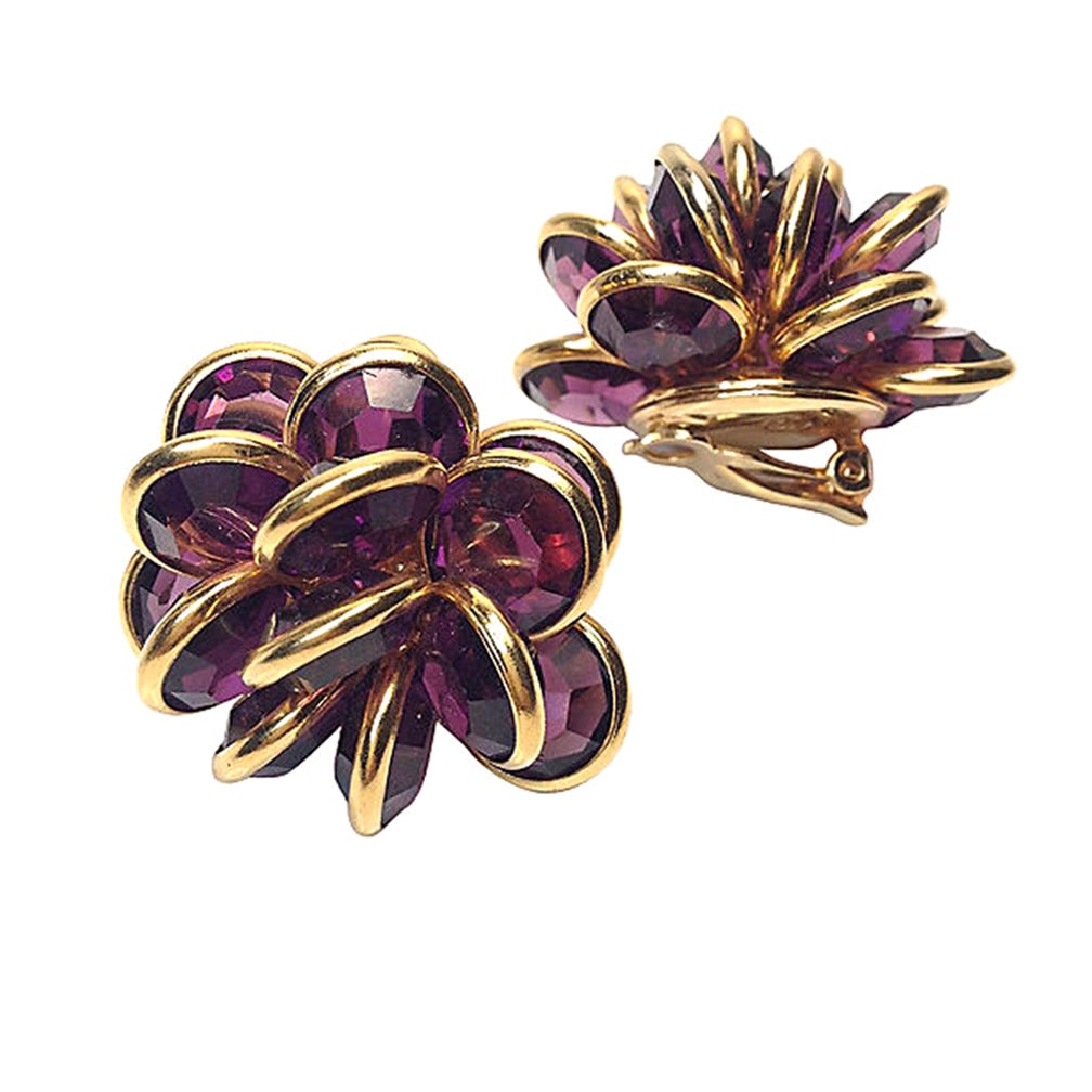 Swarovski Purple Cluster Earrings - 2