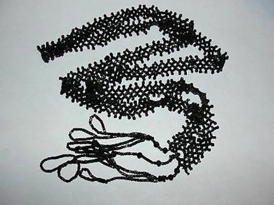 Victorian Jet Seed Bead Flapper Necklace: Title:Victorian Jet Seed Bead Flapper Necklace Description:Amazing Victorian tassel necklace... Circa 1860's to 1880's... Each bead is hand carved from jet... Long and lovely flapper, recently reinfor