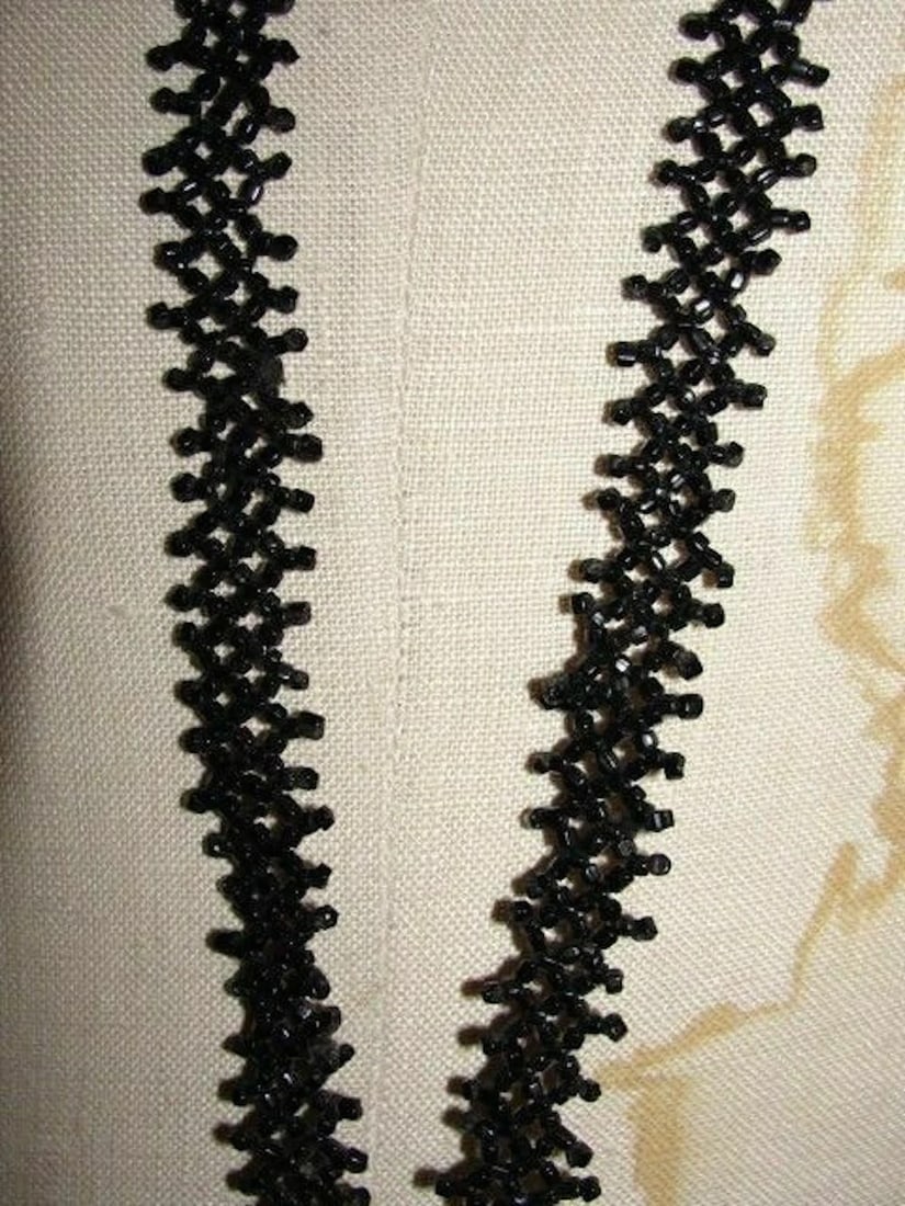 Victorian Jet Seed Bead Flapper Necklace - 4