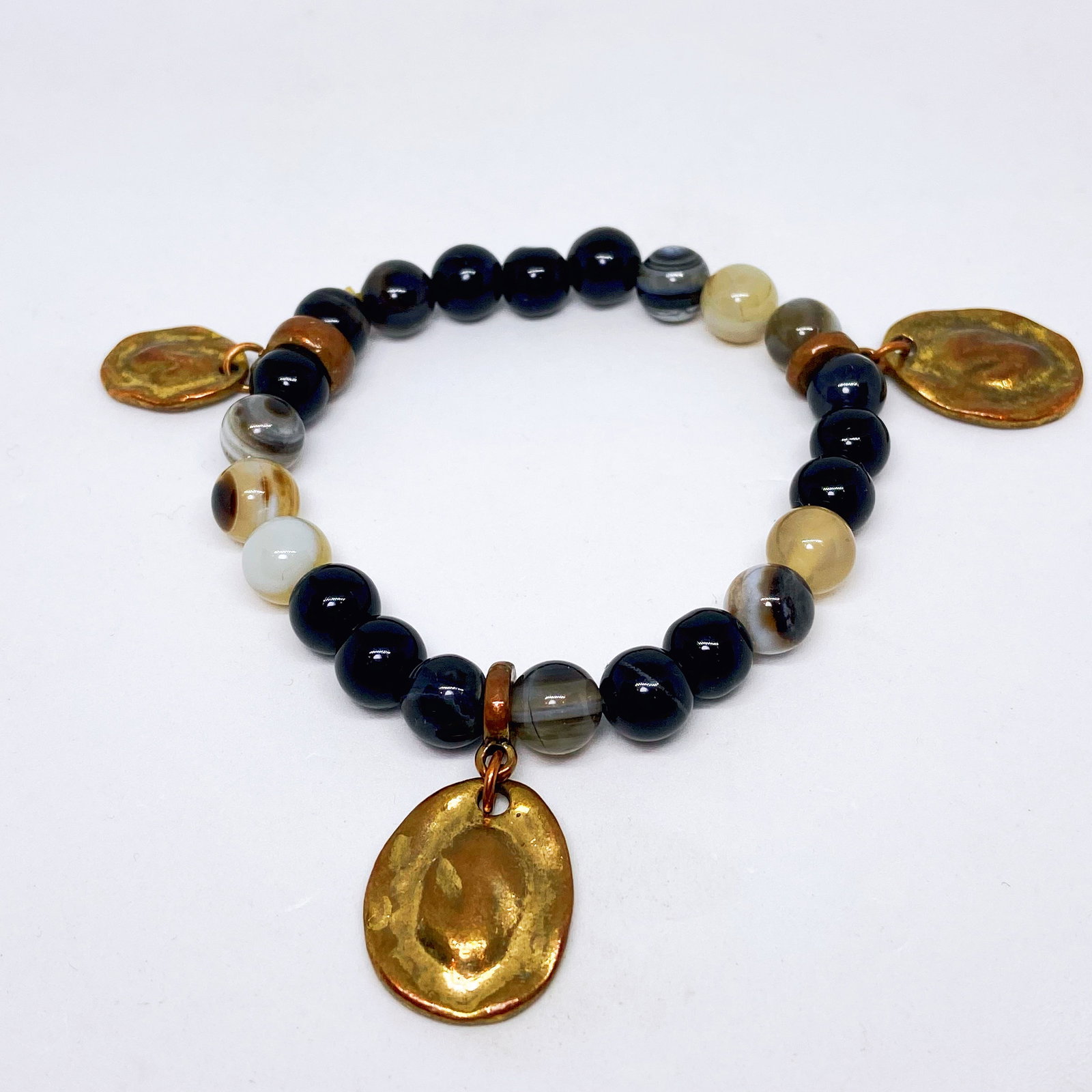 Onyx And Botswana Agate Genuine Crystal Energy Gemstone Bracelet - 3