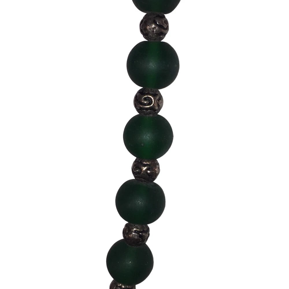African Green Trade Bead And Jade Pendant Necklace - 5