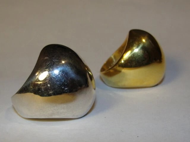 18 Kt Gold Vermeil Sterling Silver Dome Ring Unisex - 3