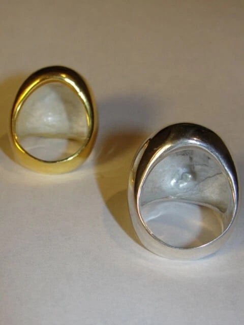 18 Kt Gold Vermeil Sterling Silver Dome Ring Unisex - 4