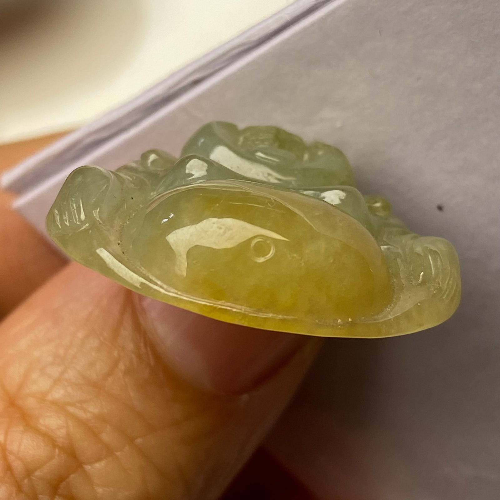 Natural Burmese Honey-Yellow Ice Jadeite Pendant Carving Buddha - 3