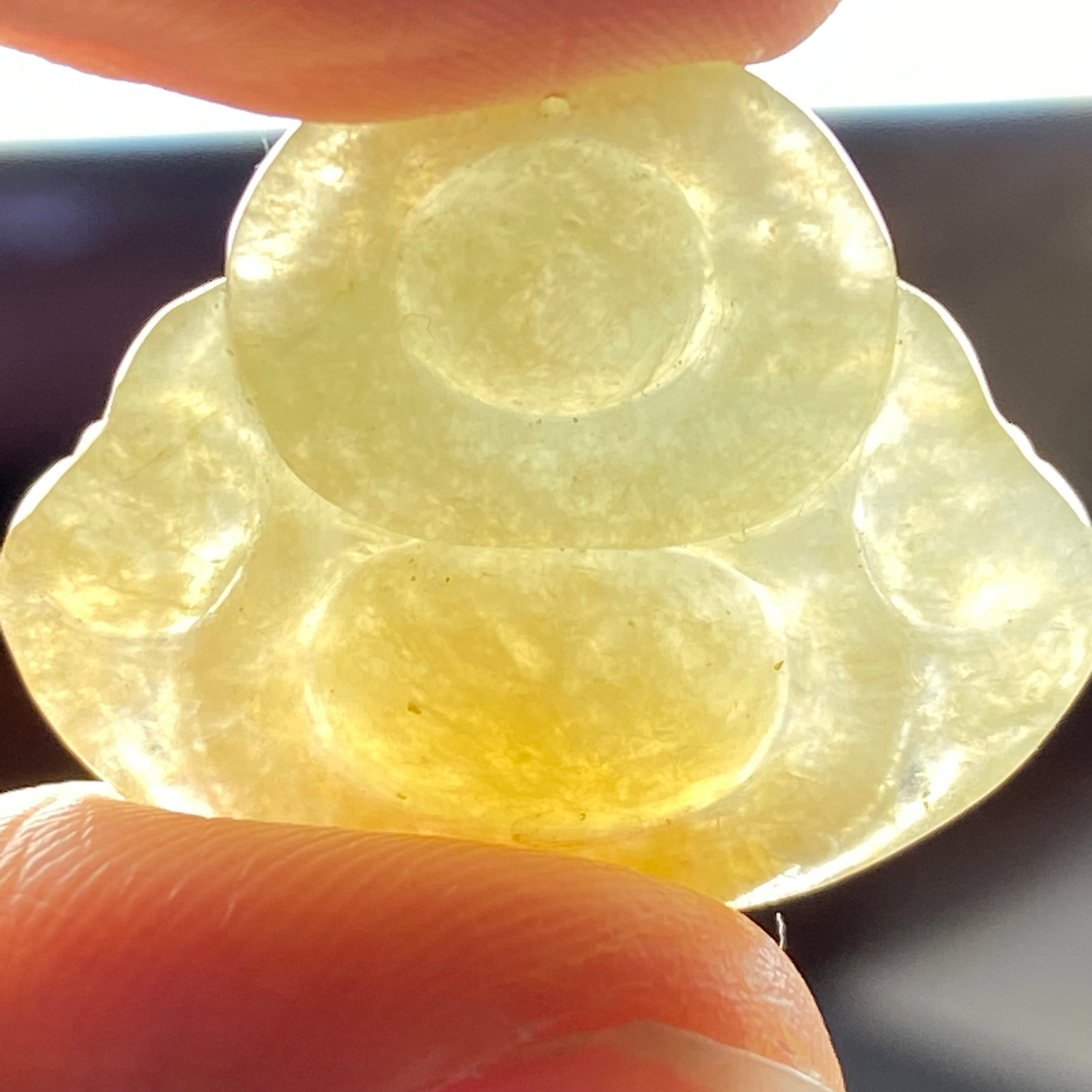 Natural Burmese Honey-Yellow Ice Jadeite Pendant Carving Buddha - 5